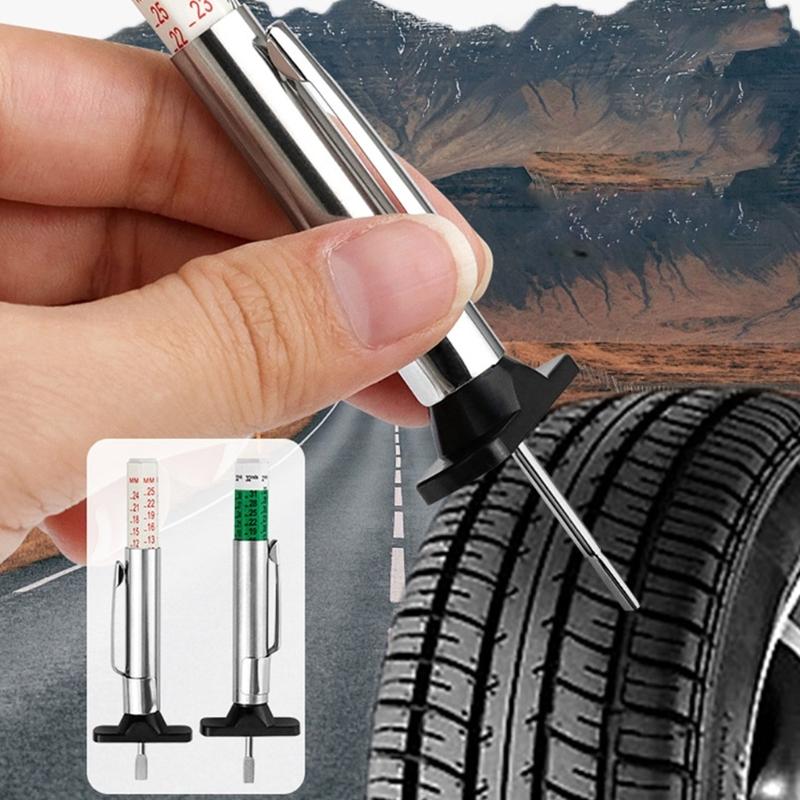Tire Treads Depth Gauges Grooves Measure Tool Steel Auto Car Truck Depthometer Tire Depth Gauges 0-25mm