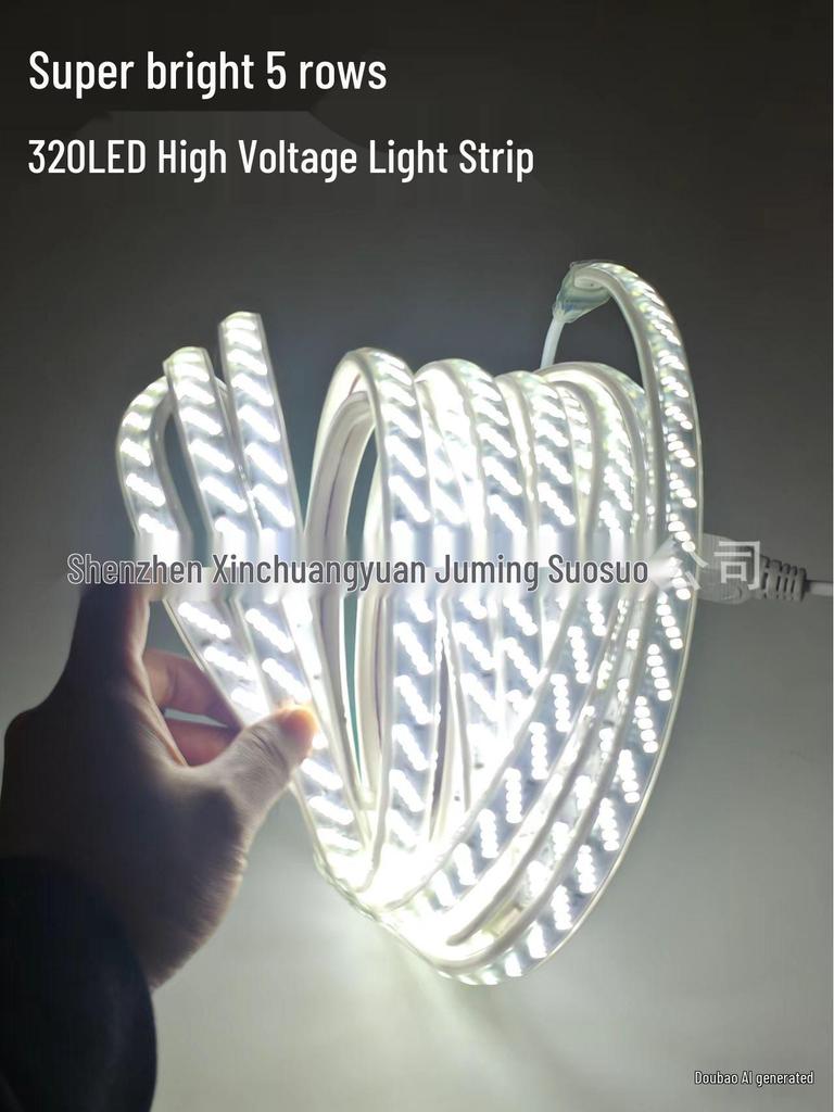 220V LED Strip Light - 320 Super Bright Waterproof LEDs for Outdoor Engineering and Tunnel Construction