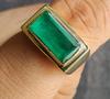 Herr Sigillring, Smaragdring, 925 Massivt Sterlingsilver, Mässingsring, Ädelsten Handgjorda Smycken, Damring