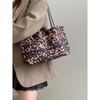 IELGY Leopard Print Canvas Tote Bag Large Capacity One Shoulder Portable