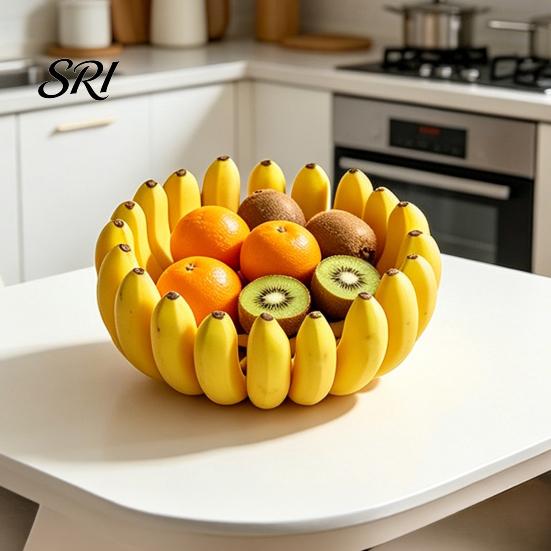 Unique Fruit Bowl Design 3D Printed Banana Shape Funny Decorative Plate Durable Container Desktop Key for Home Kitchen Dining Room Decor Snack Holder