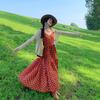 Dream Horse Retro Vacation Long Skirt Qinghai Big Northwest Red Dress Bohemian Suspender Dress Backless Woman