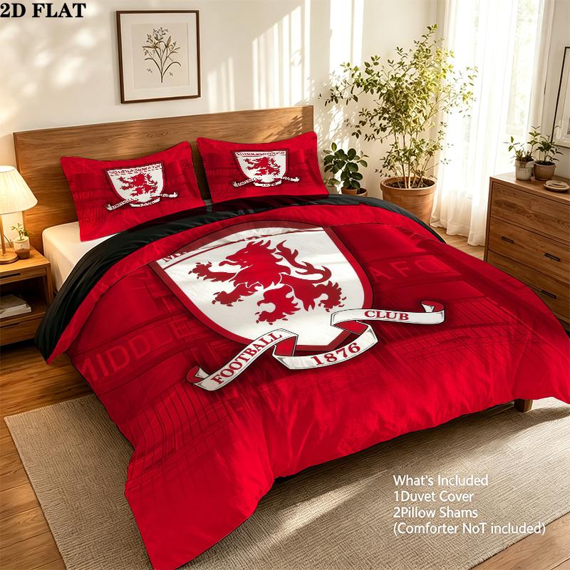 Middlesbrough Bedding Quilt Set Quilt Cover Pillowcase Home Decoration Birthday Gift (1 * duvet cover + 2 * pillowcase, without core)