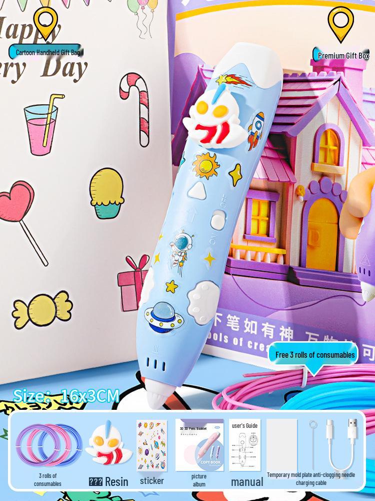 Low Temperature 3D Printing Pen for Kids - Intelligent DIY Drawing and Graffiti Toy