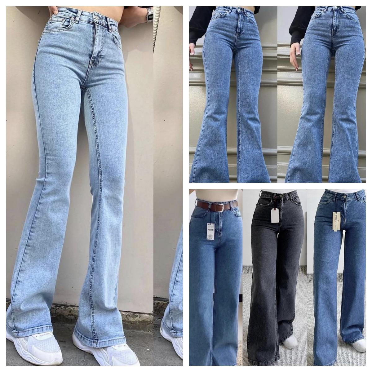 

Women s High-Waisted Wide-Leg Floor-Length Jeans Mixed Sizes