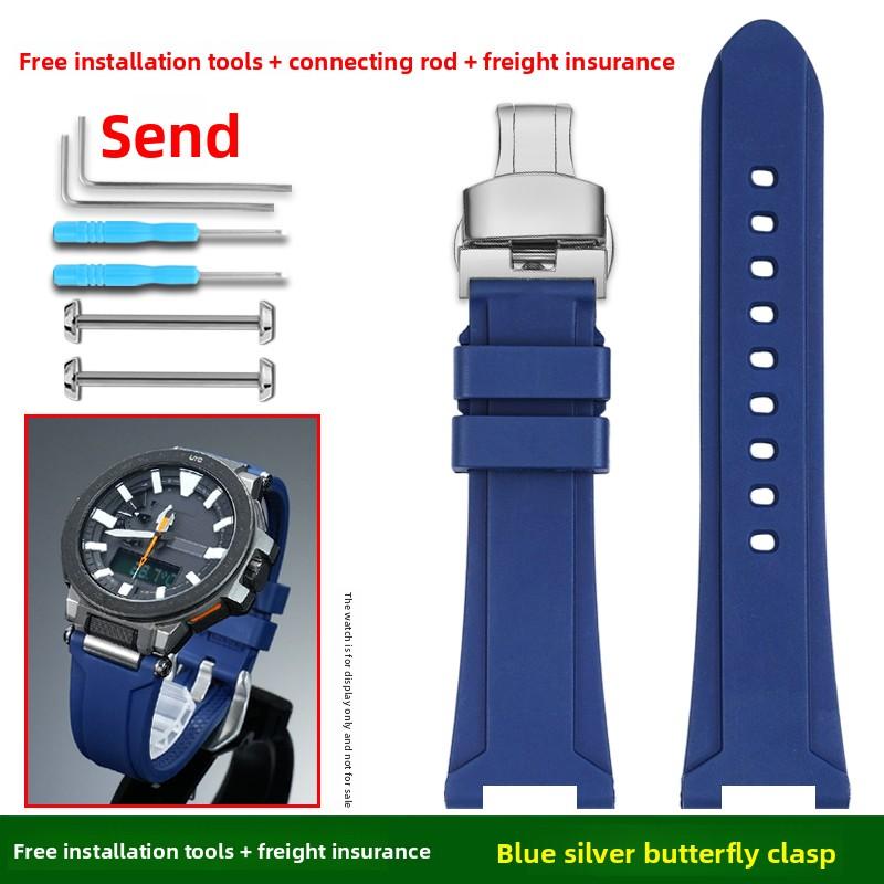 Soft FKM strap For Casio PROTREK series PRX-8000T/YT PRX-8001YT watch band Men fluororubber bracelet wristband watch Accessories