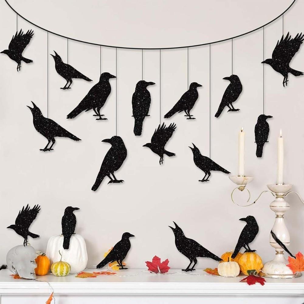 12pcs Lightweight Halloween Garland Thick Paper Paper Birdcage Pendant Window Display