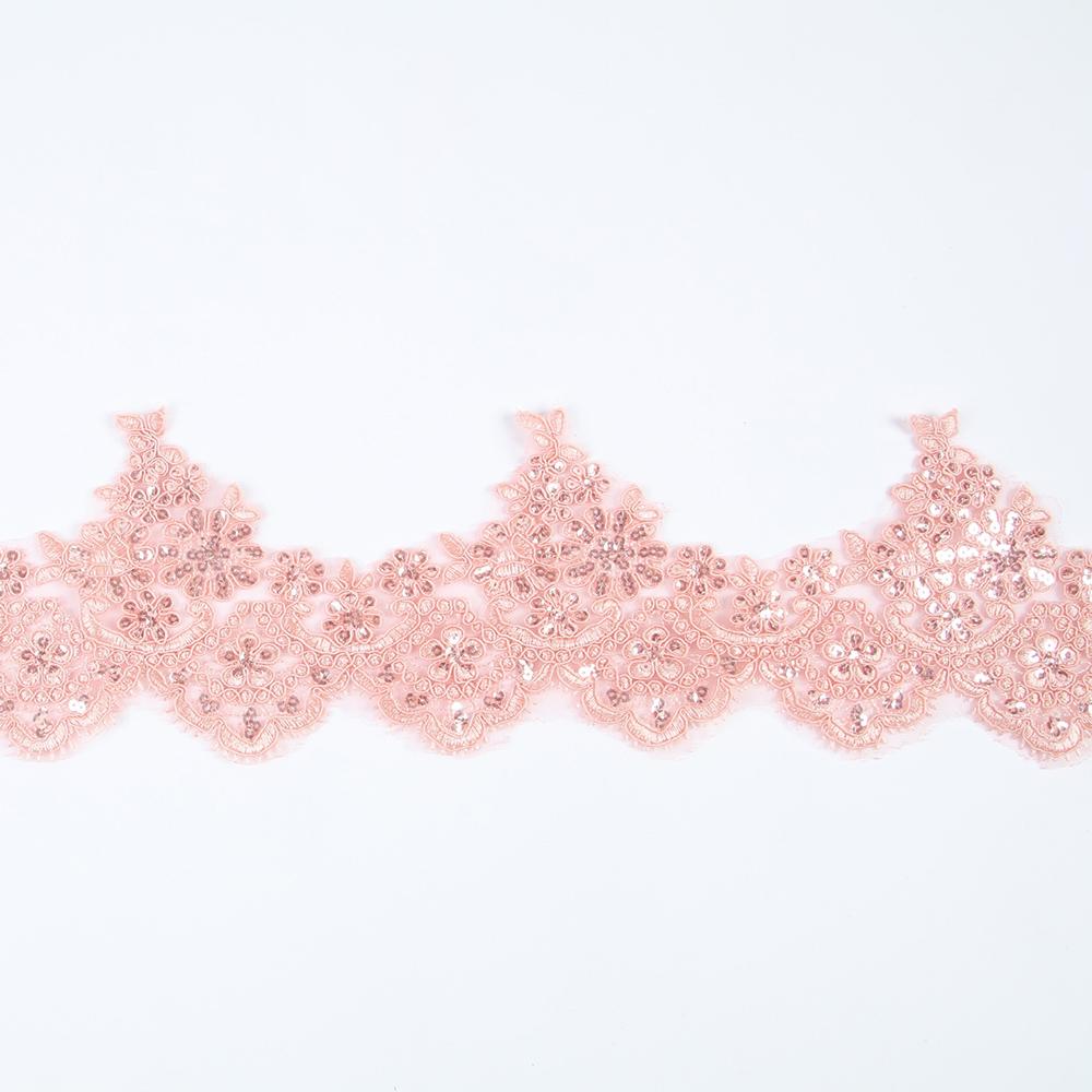 

1 ярд ткань кружево с пайетками цветок венецианская сетка отделка аппликация швейное ремесло для свадебного платья ширина 15 см светло-розовый
