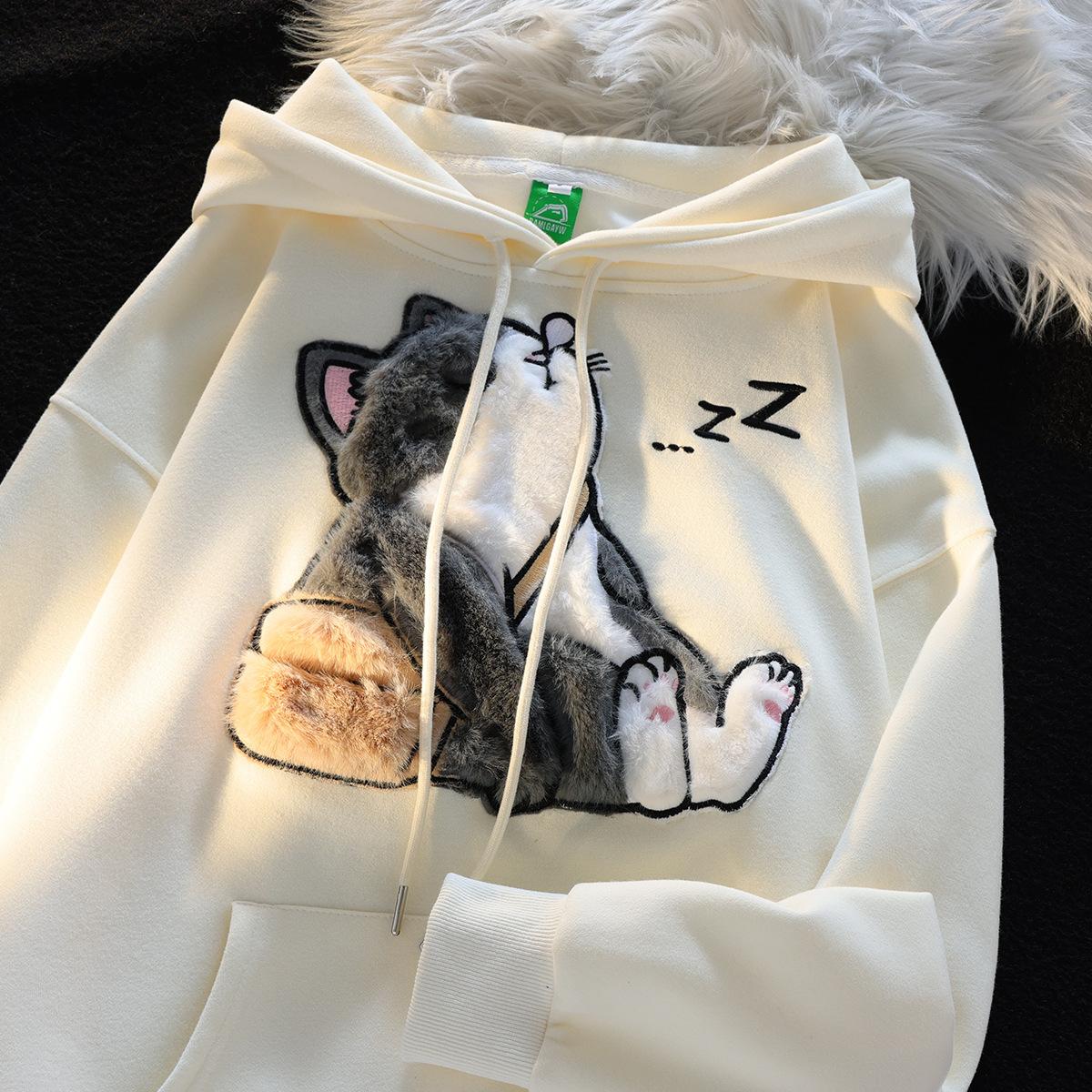

Толстовка с капюшоном Harajuku Ragdoll Cat Flocking для пары L