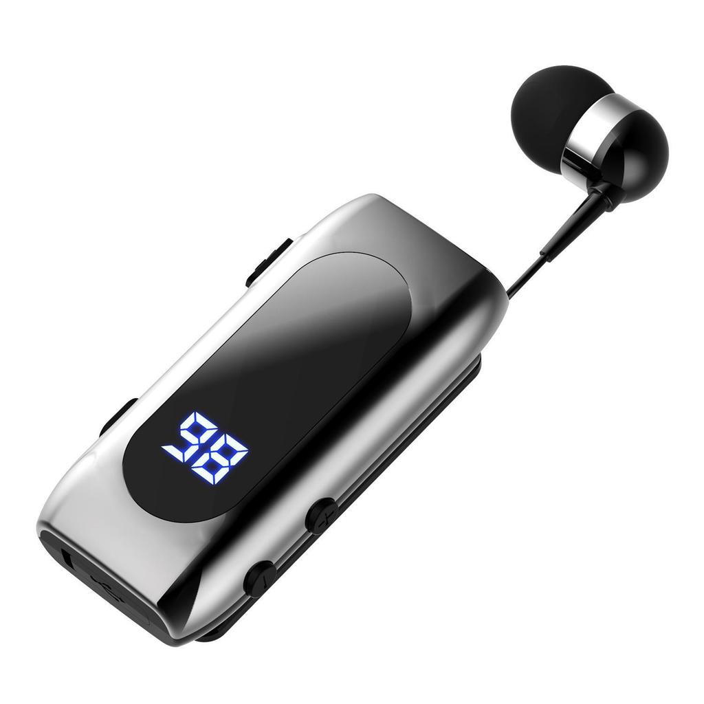 K55 Bluetooth Headset: Vibrating Call Alert, Clip-On Design, Retractable Cable, Smart Connection, Sports Single-Ear In-Ear Style