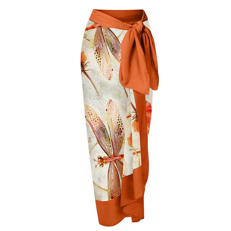 

Пляжное платье с праздничным принтом и завязками - Миди-юбка в европейском и американском стиле (22067436) One Size оранжевый