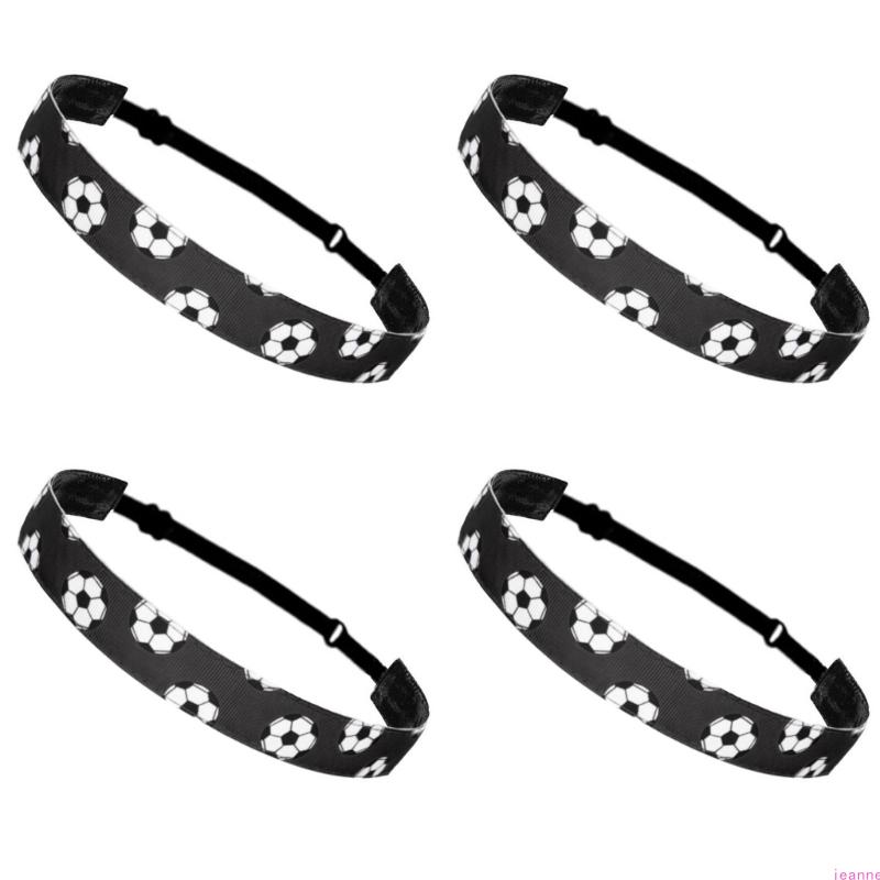 4PCS Football Themed Headbands Elastic Workout Sweat Headbands For Men Women Fitness Running Soccer Festival Celebration