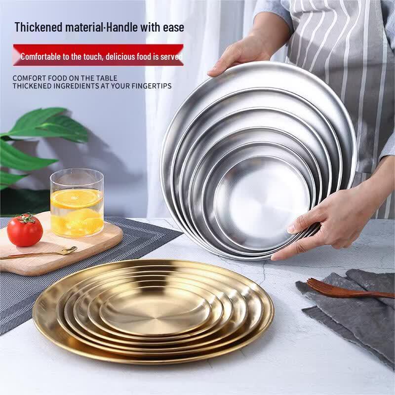 Korean Style Gold Stainless Steel Round Side Plate