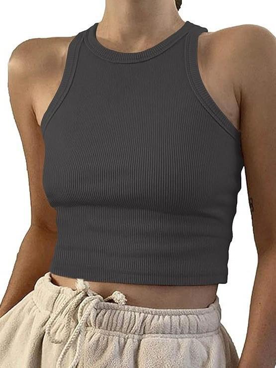 European & American Women's Spring/Summer Ribbed Sleeveless T-shirt Vest