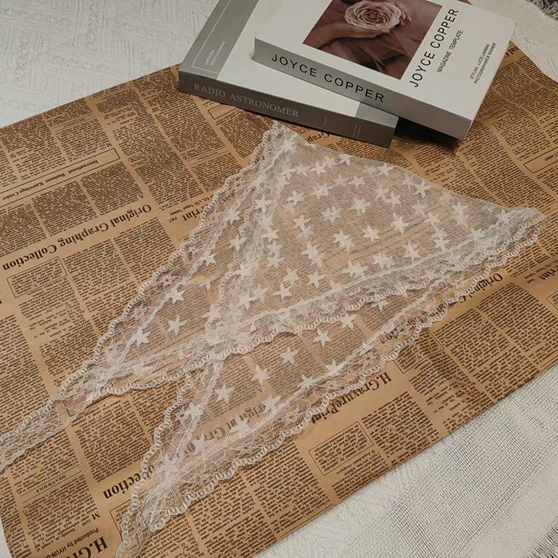 Sweet Triangle One-Piece Belted Overlap Lace Skirt Apron  Lace Trim Half Skirt Butt Curtain Spring Headscarf Accessories