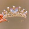 Children's Crown Headwear Princess Girls Crystal Pearl Crown Birthday Performance Flower Girl Wedding Girls Hair Accessories Daquan