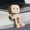 Creative Statue Shaking Wooden Man Figurine Man Tabletop Decor for Car Dashboard Study Shelf Display Desk Bedroom Living Room