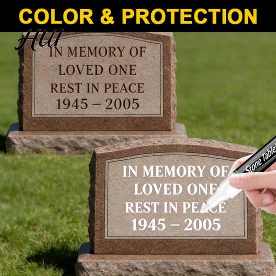Tombstone Marker Pen Stone Lettering for Restoration 3mm Waterproof Fade-Resistant Retouching Granite Marble Quick-Dry Engraving Outdoor Memorial