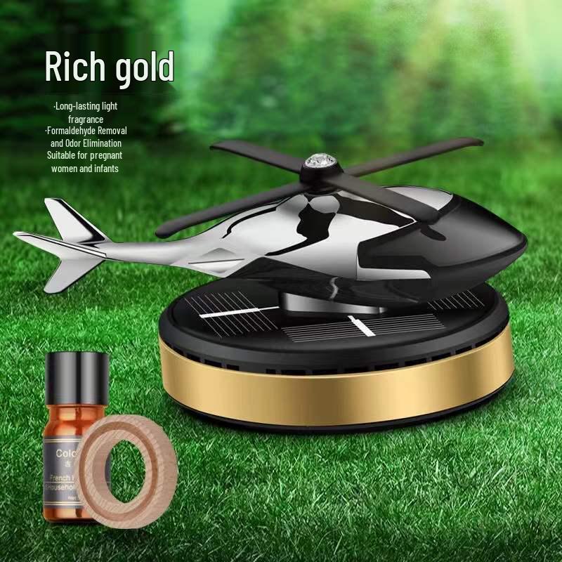 Solar-Powered Rotating Helicopter Car Air Freshener with Light Sensor