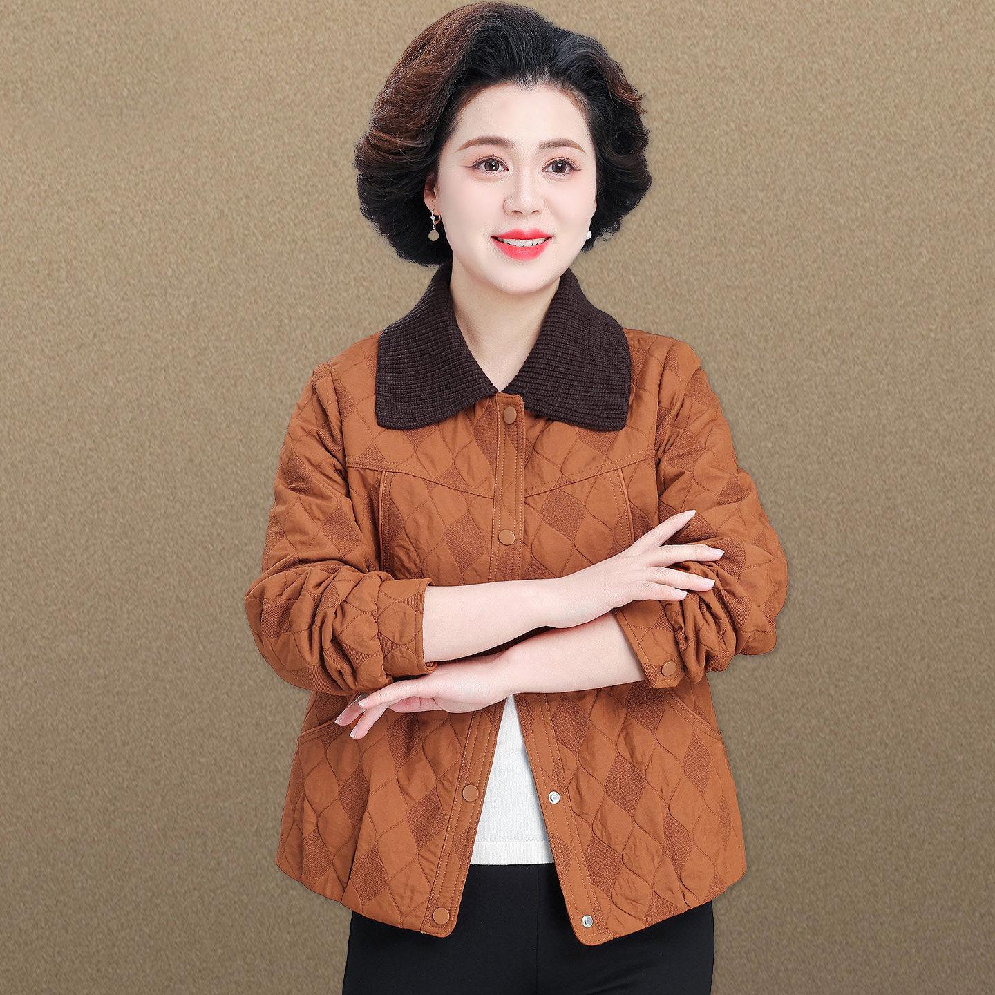 

50s Inspired Petite Women s Spring/Autumn Jacket – Short Style Lapel Top for Middle-Aged & Elderly Noble Ladies XL [Recommended Under 105 lbs]