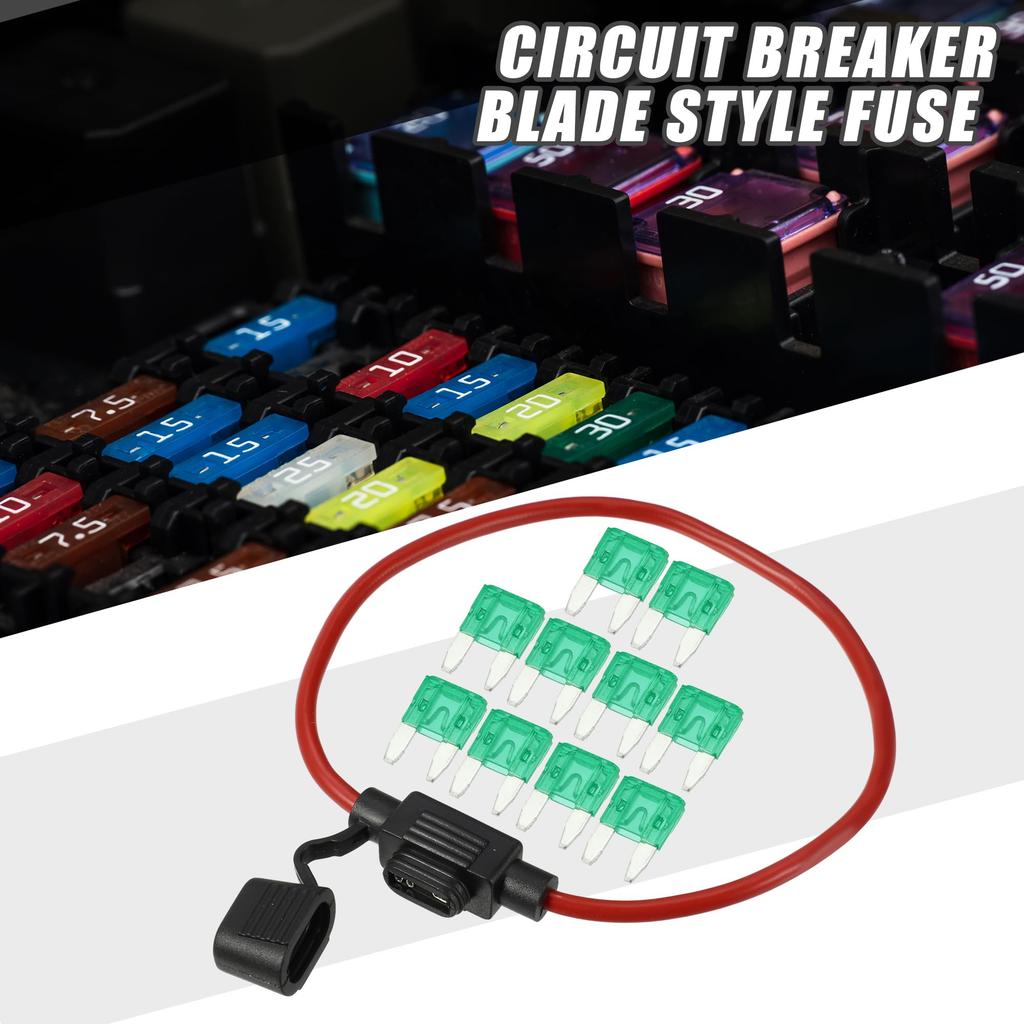 ABSOPRO Fuse Holder 30A Mini Style Fuse 12 AWG Fuse Holder Waterproof 12