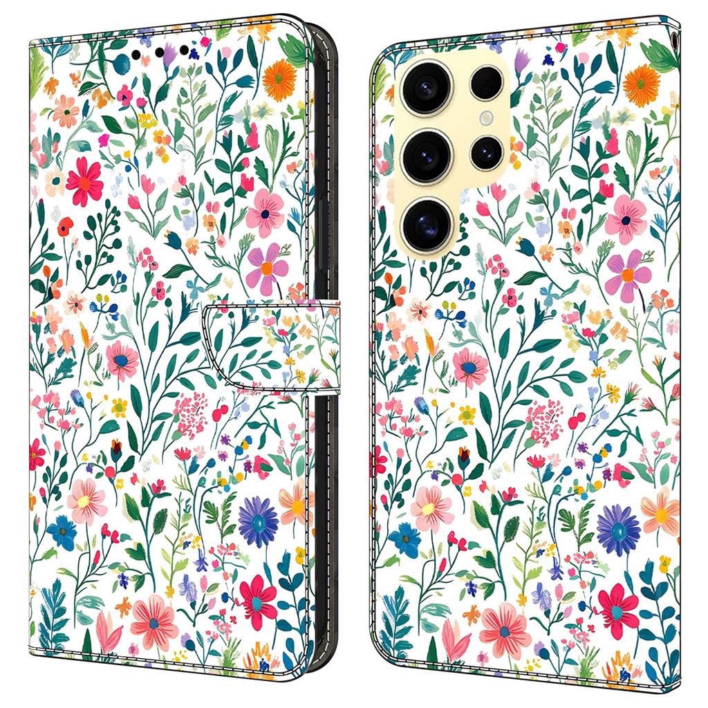 Für Samsung Galaxy S25 Ultra Hülle Brieftasche Ständer Musterdruck PU Leder Klapphülle