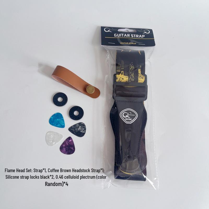 Skull Design Ethnic Electric Guitar Straps - Widened for Bass and Classical