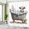 Highland Cattle Waterproof Shower Curtain, Punch-Free Polyester Curtain for Shower Room or Door Partition
