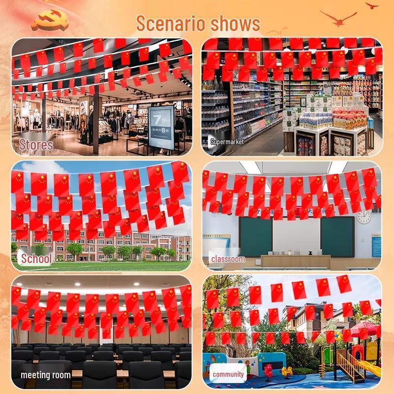 National Day Festive Flag String Set for Shop Decoration