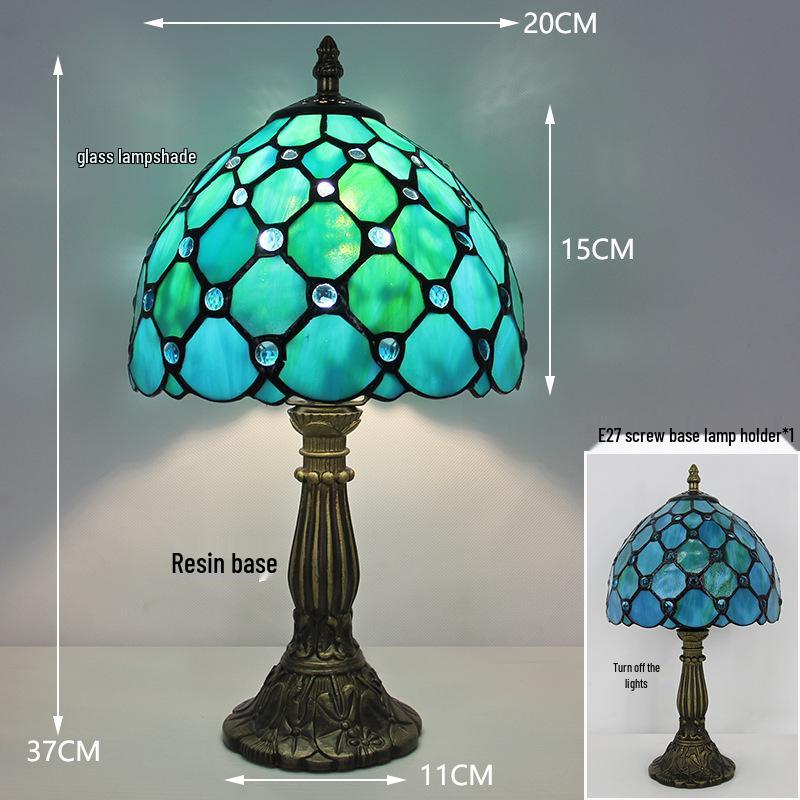 Tiffany Vintage Stained Glass Table Lamp for Bedside or Cafe