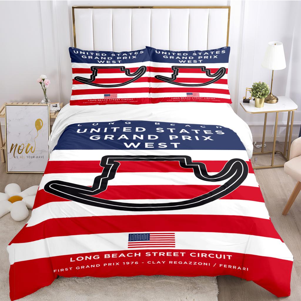 F1 International Track Duvet Cover Comforter Bedding Set Soft Quilt Cover and Pillowcases for Teens Boy Single/Double/Queen/King