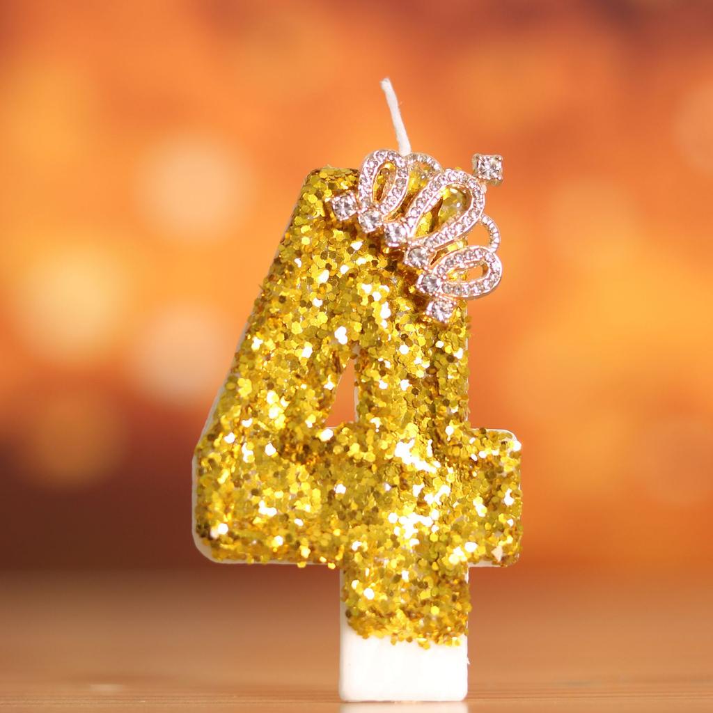 1pc Golden Crown Number 0-9 Cake Decor Candles for Birthday Wedding Anniversary Party DIY Cake Decoration Supplies