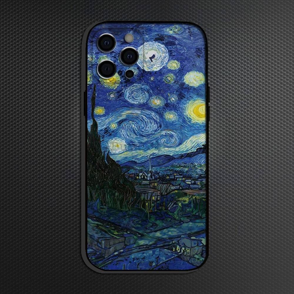 Oil Painting in the style of Van Gogh Phone Case For iPhone 16,15,14,13,12,11 Plus,Pro Max, Others Soft Black Cover