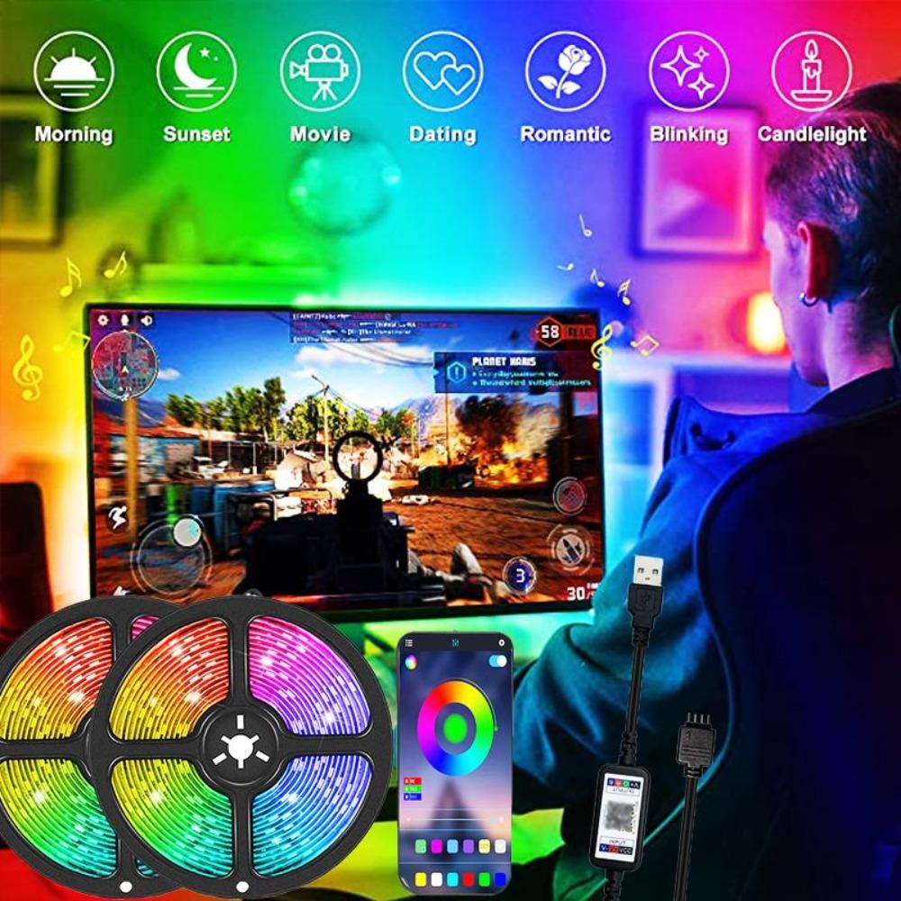 RGB LED Strip Light SMD 5050 USB APP Control Bluetooth Flexible Tape Diode Ribbon for TV Backdrop Living Room Bedroom