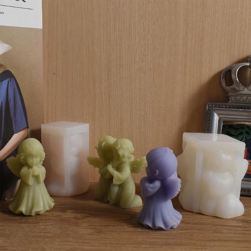 Angel Figurine Silicone Molds for Candle Soap Making Multipurpose Winged Girl Silicones Candle Mould for Epoxy Resin
