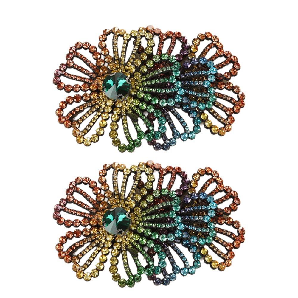 1Pairs DIY Craft Rhinestone Flower Patches 3D Rose Brooch Fabrics  Sewing Supplies