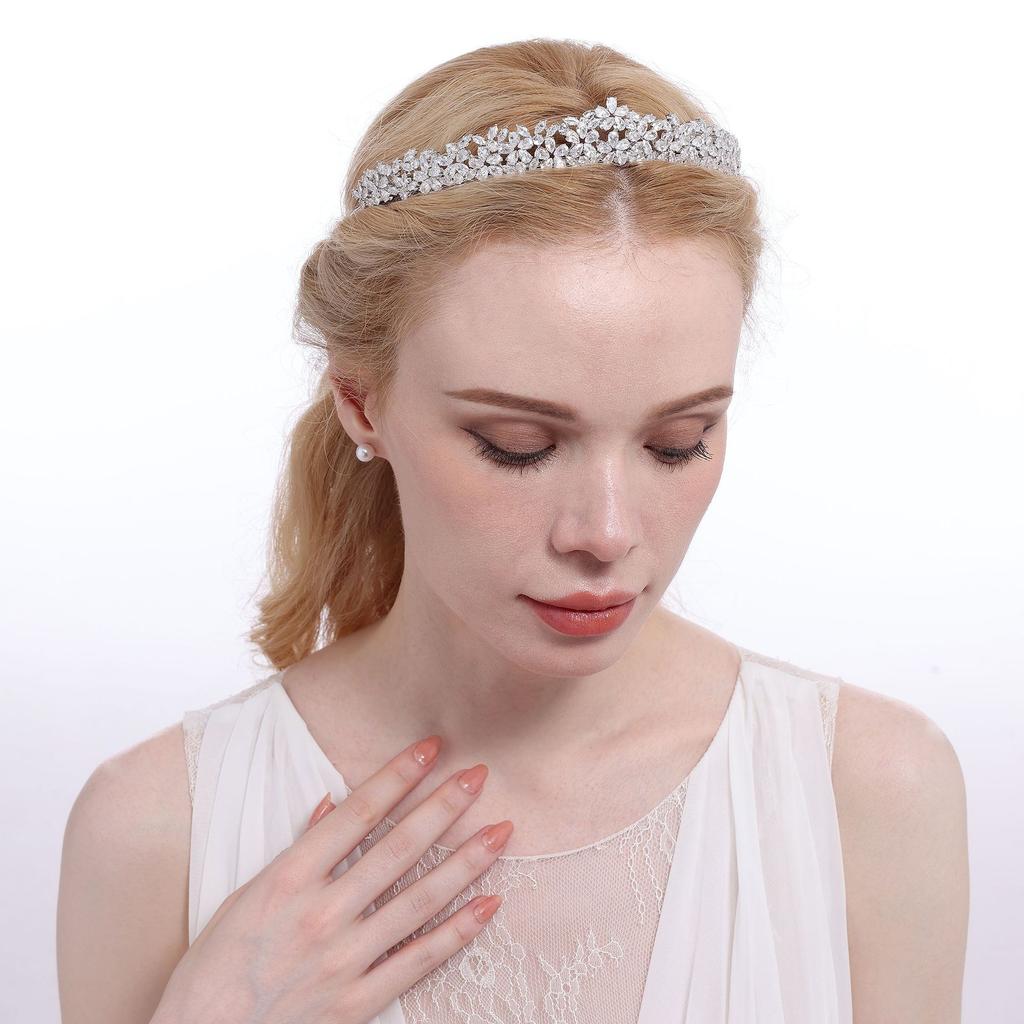 European and American Korean Style Bridal Hair Accessories Princess Crown Wedding Tiara Zircon Crown