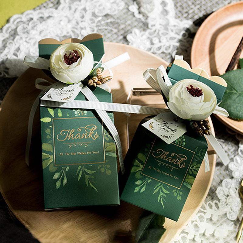 5 Pcs Wedding Favors Candy Box Baby Shower Paper Gift Box Craft Candy Food Best Gift Bag For Christmas Flower Boxes