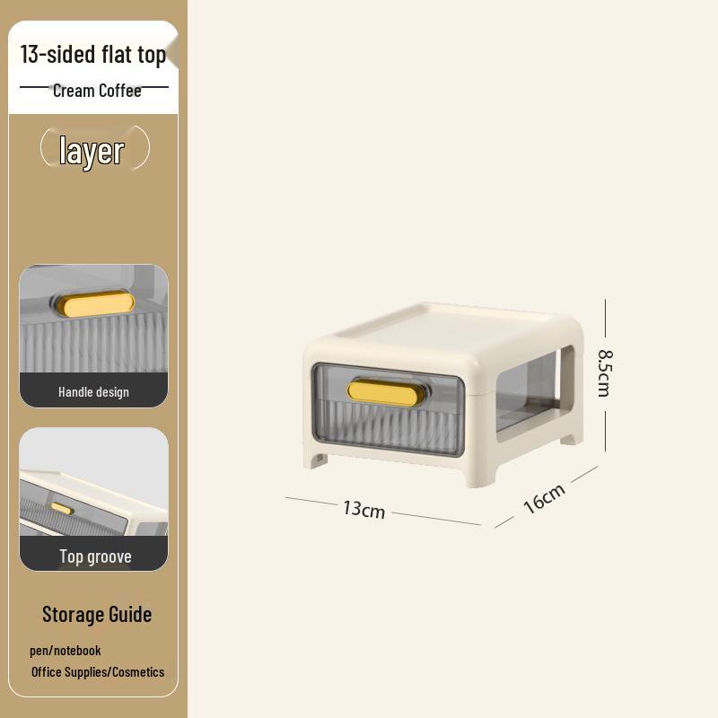Multi-layer Desktop Organizer: Drawer-Type Storage Box for Office Supplies, Stationery, and Cosmetics