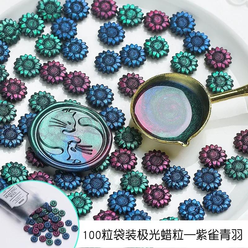 New 500g Aurora Sealing Wax Particles Sunflower Colorful Wax Material DIY Hand Account Invitation Greeting Card Making