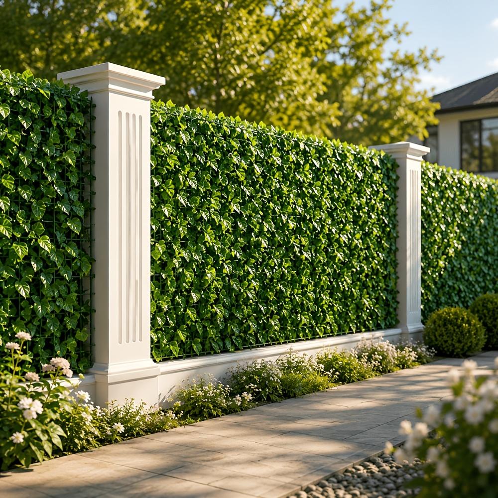 Outdoor Artificial Ivy Green Plant Fence Screen, UV-Resistant, Fade-Proof, Maintenance-Free High-End Plastic Material Artificial Green Plant Wall.