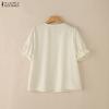 ZANZEA Women Casual V-Neck Solid Color Short Sleeve Blouse