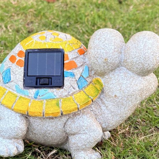 Garden Turtle Statue Turtle Sculpture with Solar Lights Outdoor Flower