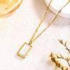 Elegant 18K Gold-Plated Titanium Steel Square White Poster Necklace for Women - French-Inspired Luxury Choker