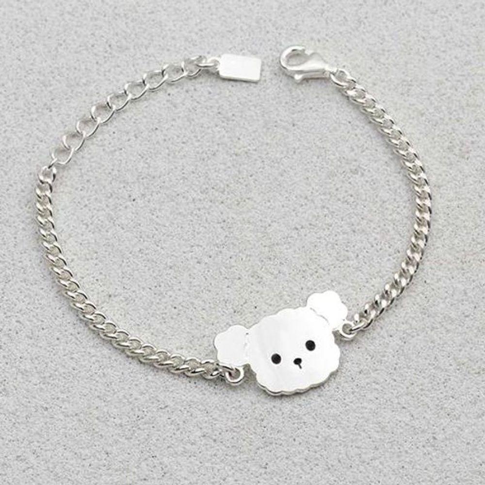 [As Little] 925 Silver Puppy Poodle Toddler Child Chain Silver Bracelet [34250389]