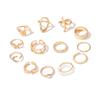 European and American Style Ring Exaggerated Butterfly 11 Knuckles Stacked with High-end Love Geometric Star and Moon Ring Female