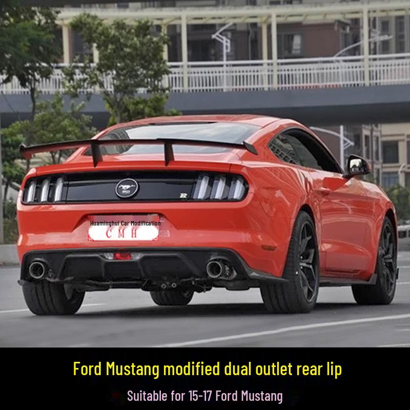 Carbon Fiber Dual Outlet Rear Lip Spoiler for 15-17 Ford Mustang