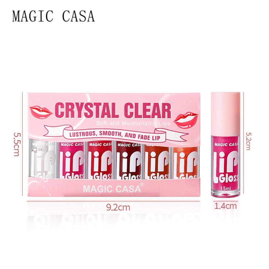 Moisturizing Lip Oil Set: Watery Mirror Gloss, Nourishing Lip Tint, Hydrating Transparent Serum – 6 Pieces