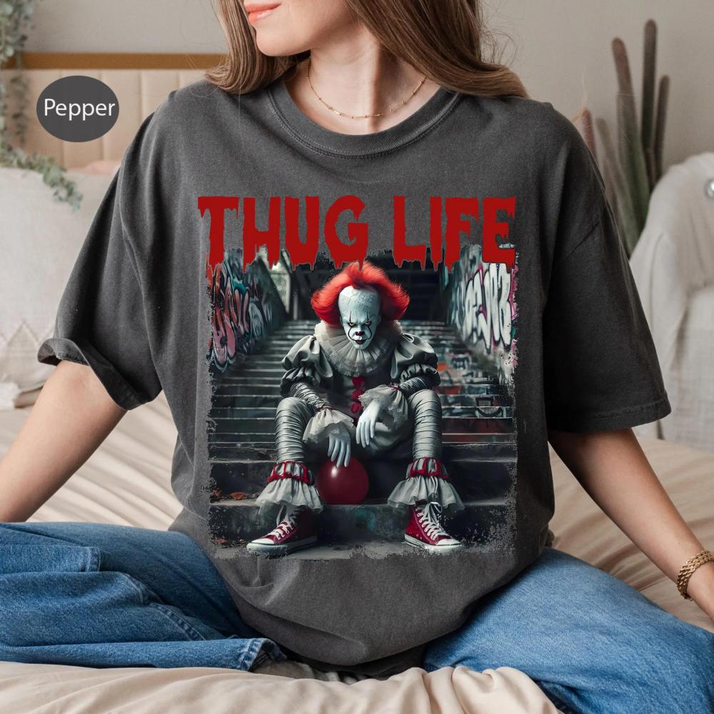 Thug Life Horror Movie Scary T Shirt Horror Friend Shirt Characters Trendy T Shirt Clothing Graphic Short Sleeve Shirt Unisex S