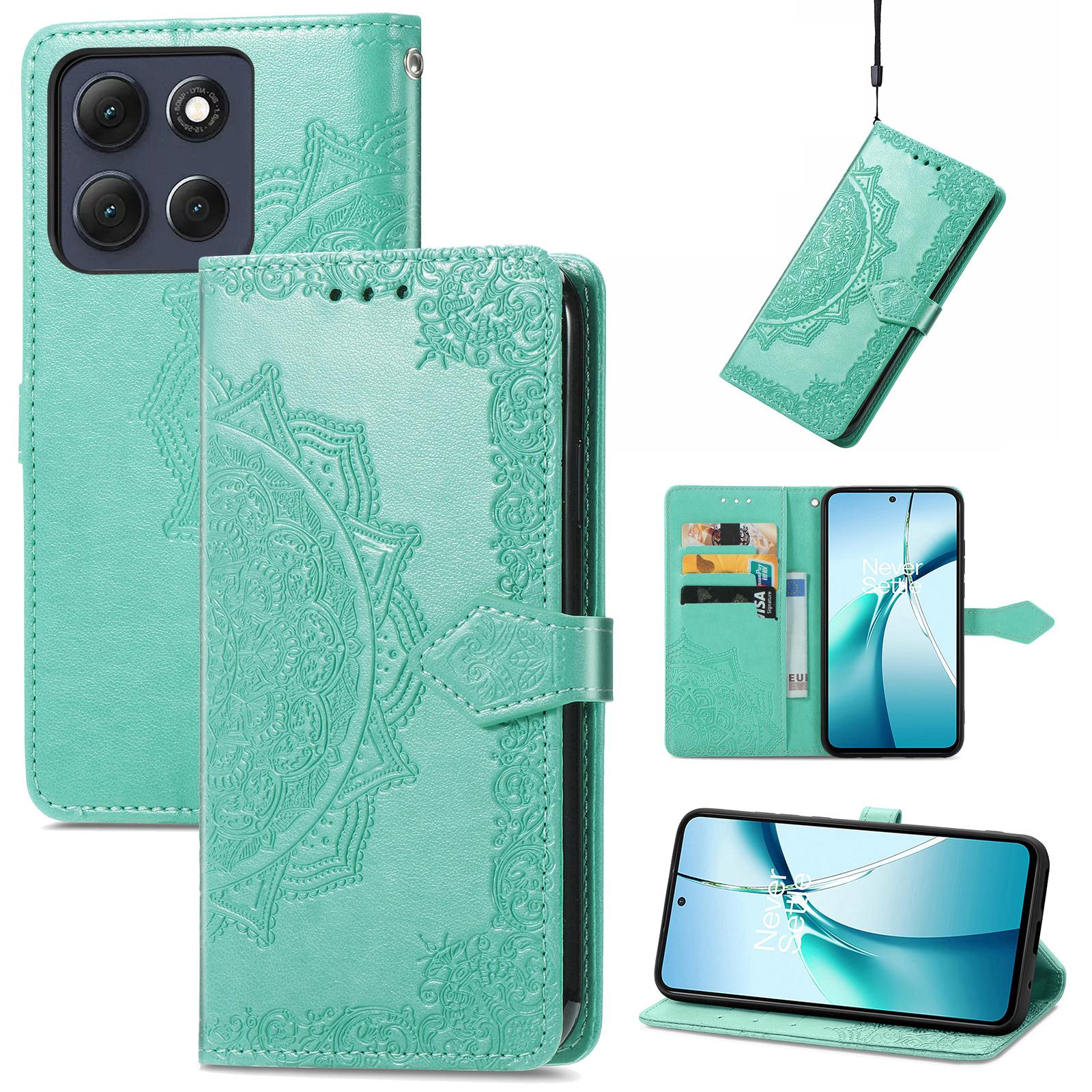 

For Motorola Moto G86 5G Wallet Case Mandala Flower Leather Phone Cover Stand Green